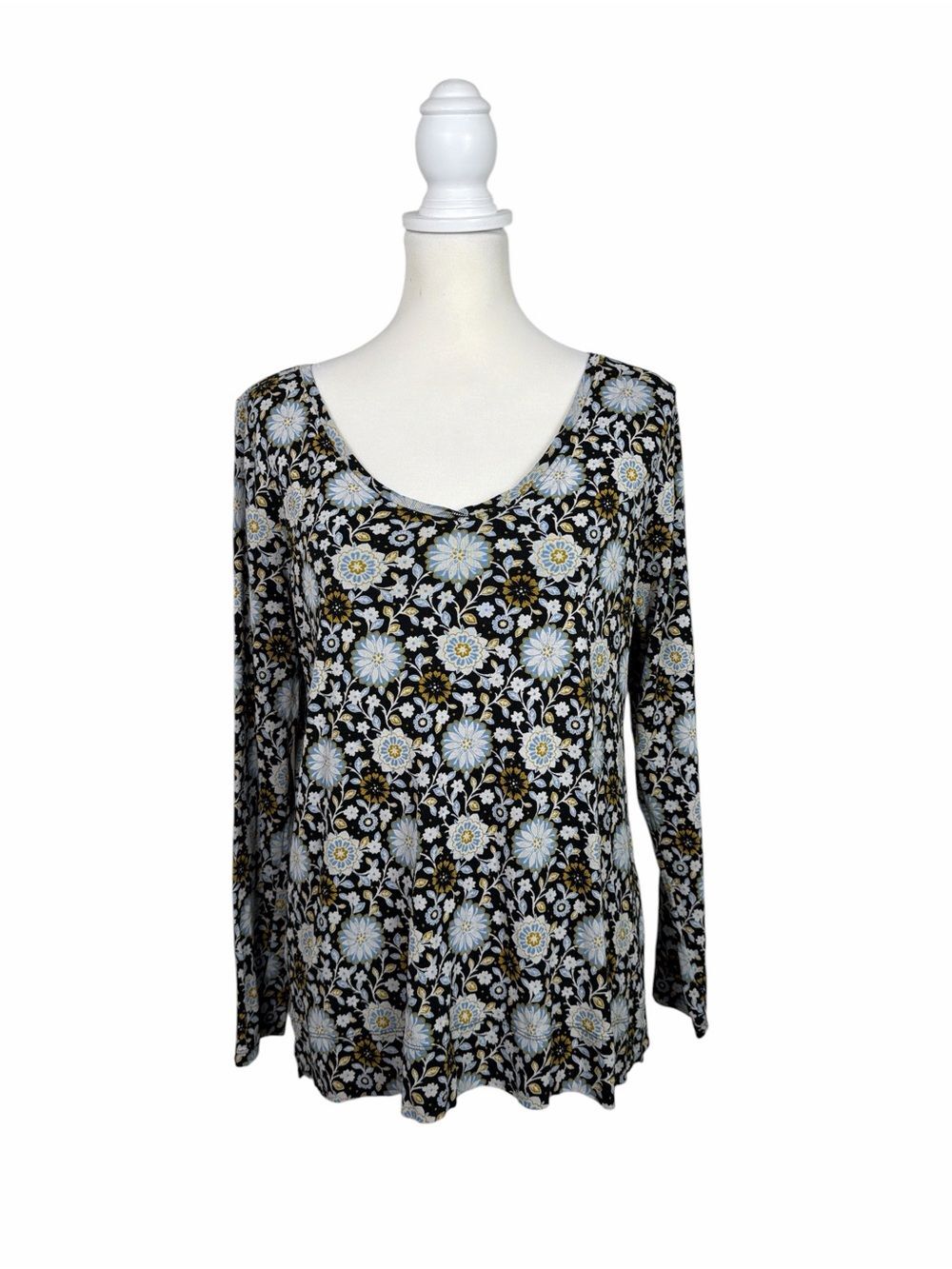 J. Jill Pima Cotton Floral Long Sleeve Tee Women’s Medium Soft Stretch Top